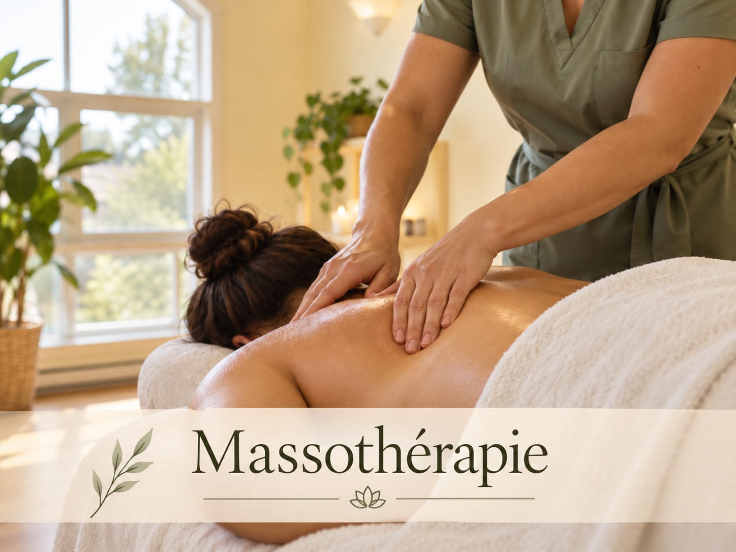 Massage de détente en clinique dans une pièce lumineuse