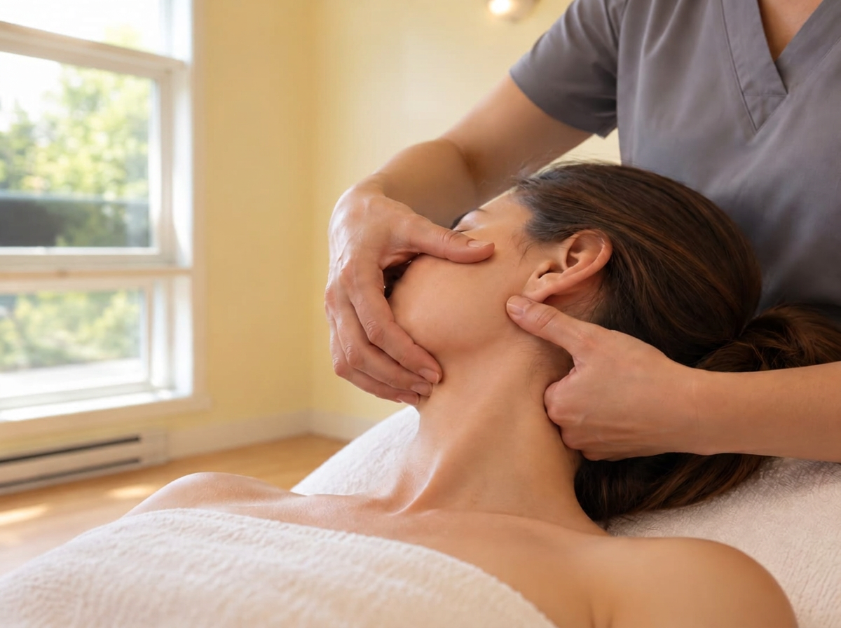 Massage ciblé de la mâchoire et du cou